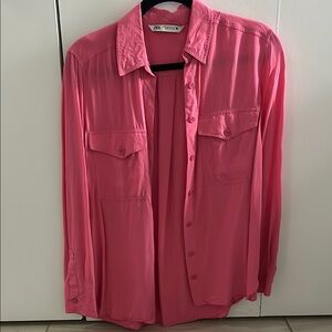 Zara Pink Lightweight Shirt Jacket